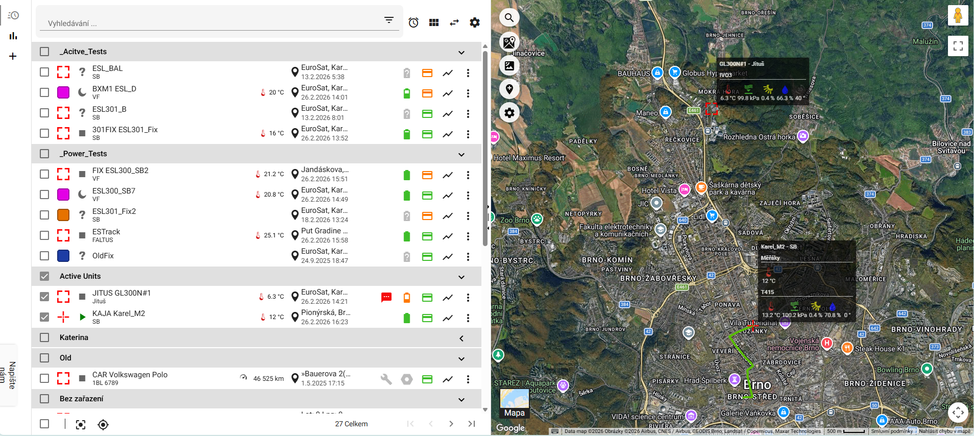 Detail elektronické knihy jízd AutoGPS od Softum