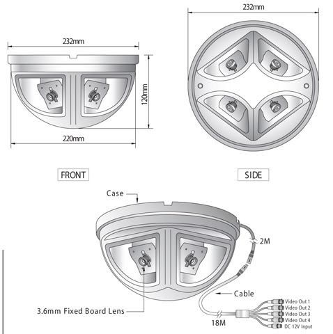 HD-S295 Panoram. 540TVL,3.8mm