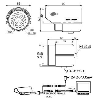 KPC-S50NVH 6mm 1/3&quot; B/W 12LEd