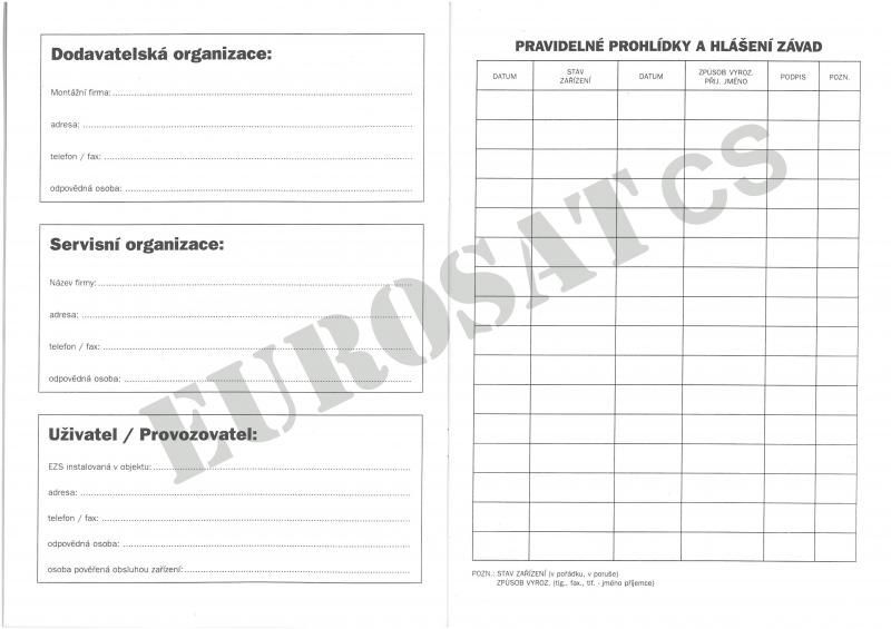 Kniha EZS - provozni deník EZS