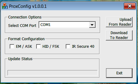 IR Prox Reader Konfigurator