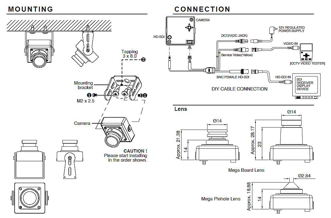 KPCHD30MP pinhole 4.3mm HDSDI