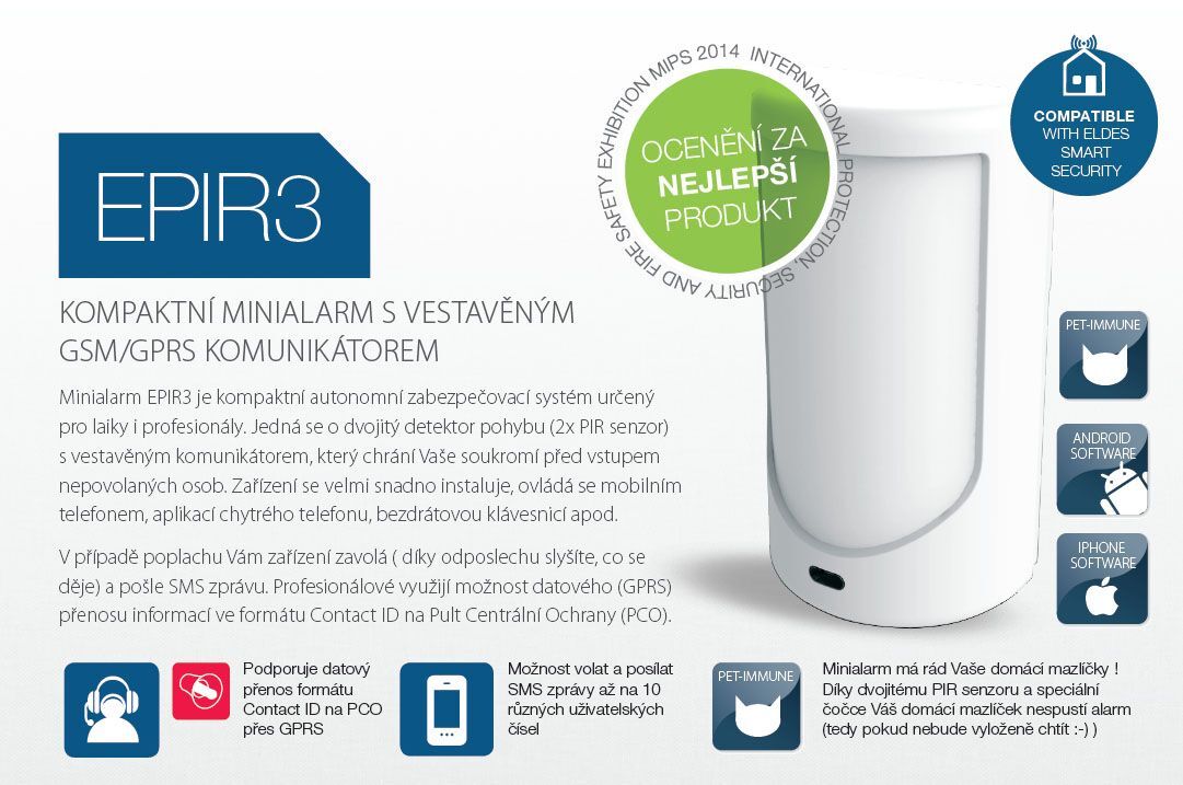 EPIR3 PIR minialarm s GSM syst