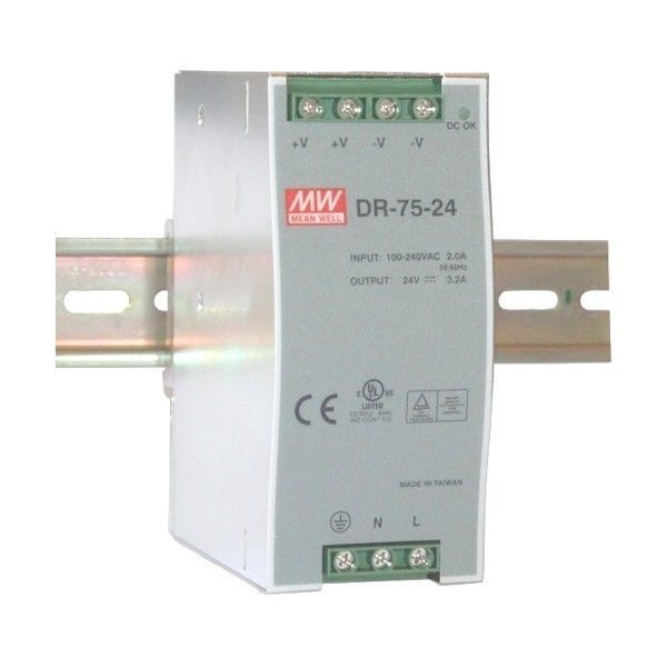 DR-75-24 zdroj DIN 24VDC/3,2A