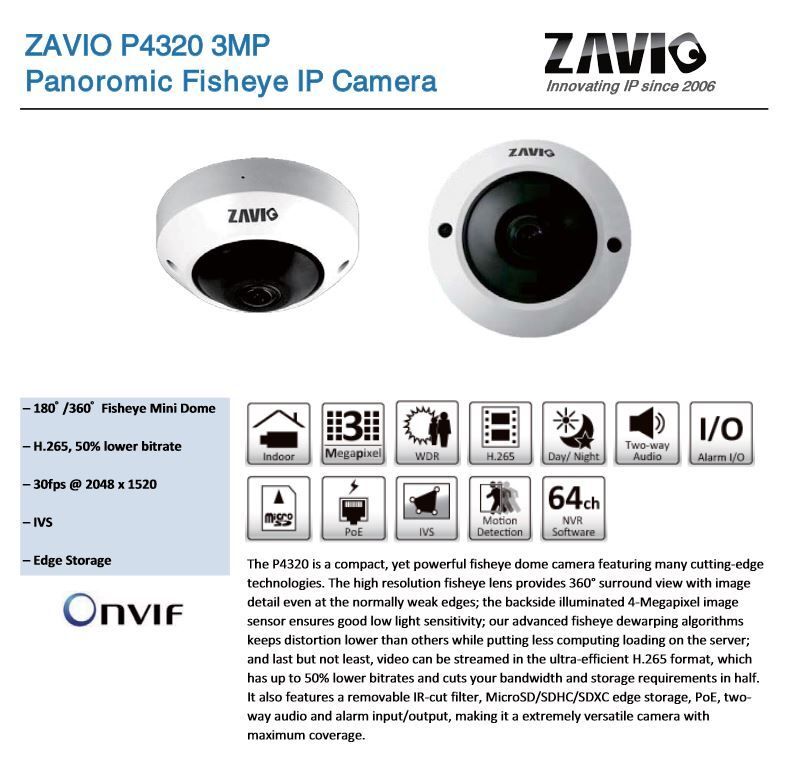 P4320 3MP Panoramic IP camera