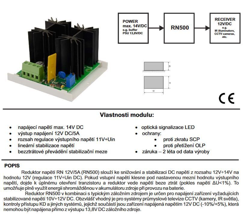 RN500 12V/5A redukce napětí