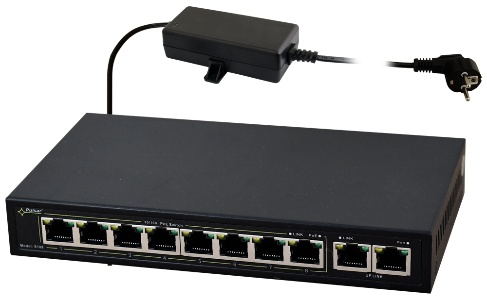 S108 PoE Switch 10port, 8xIP CAM