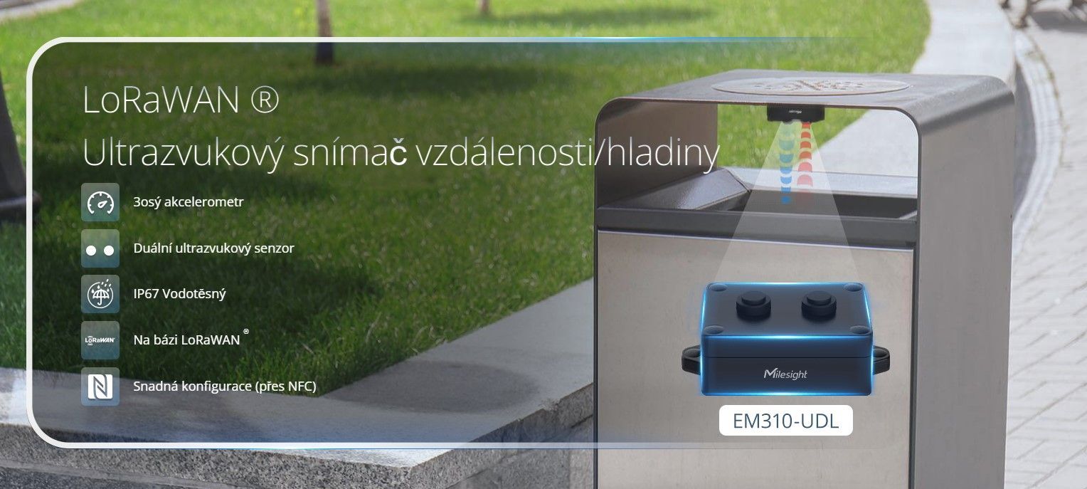 EM310-UDL-868M Senzor vzdálenosti 3-450cm, 7000mAh Li-SOCL2 bat, NFC, IP67