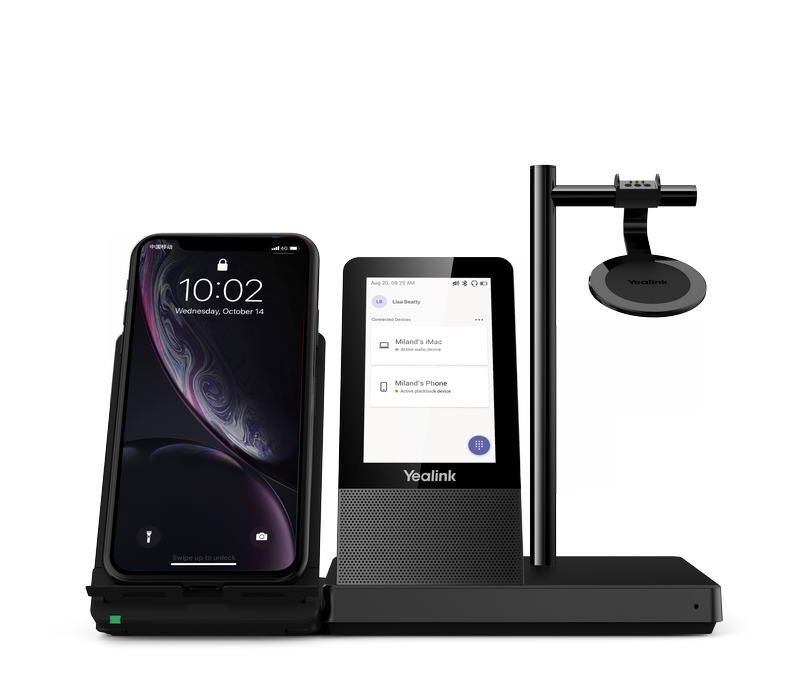 Yealink WH66 Dual Teams DECT základna s dotykovým LCD a s náhlavní soupravou na obě uši pro Teams