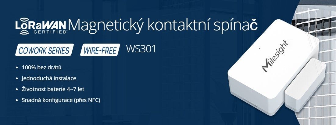 WS301-868M Magnetický kontakt, 1200mAh bat, NFC