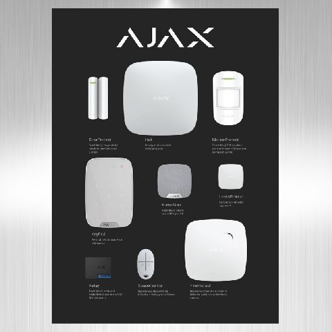 Prezentační stojan na stěnu AJAX_S vybavený maketami