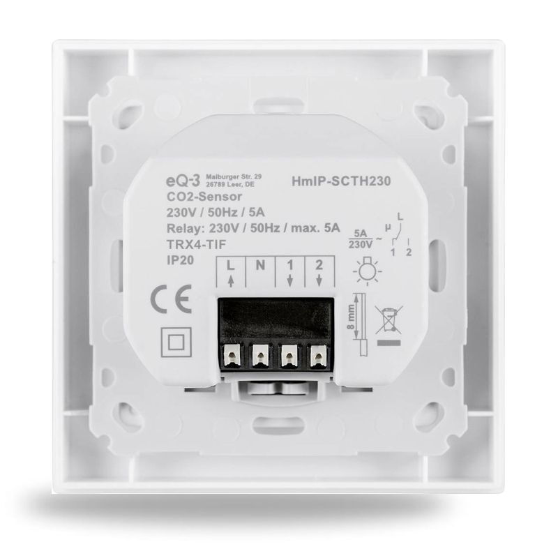 Kombinovaný senzor - CO2 , teplota, vlhkost (230V) - zápustná montáž - HmIP-SCTH230