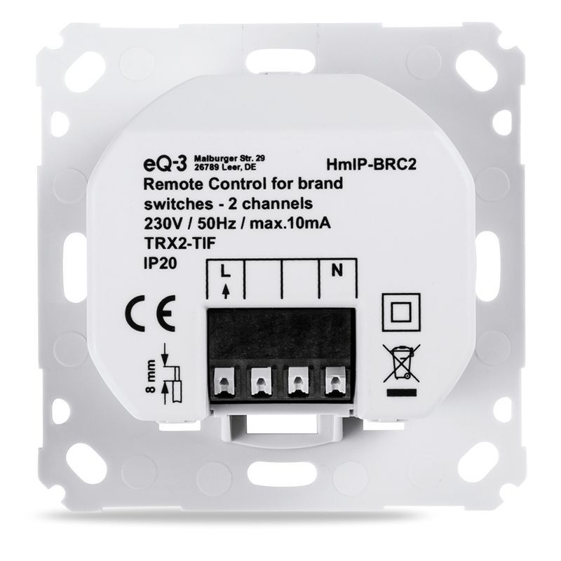 Akční člen dálkového ovládání - zápustná montáž, 2 kanály - HmIP-BRC2