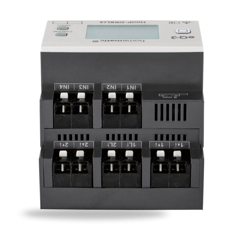 Žaluziový akční člen s LCD - na DIN lištu, 4 kanály - HmIP-DRBLI4