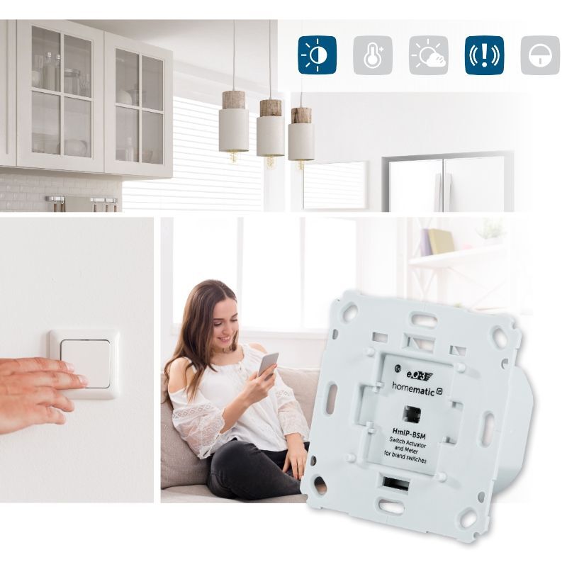 Spínací akční člen s měřením - 5A, zápustná montáž - HmIP-BSM