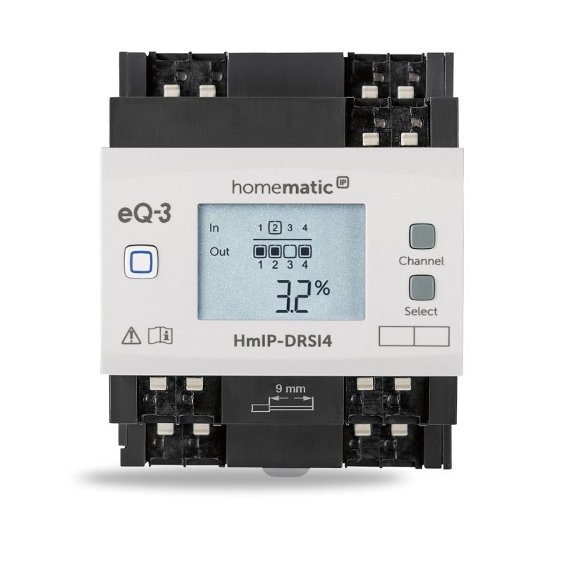 Spínací akční člen s LCD - až 64 A, na DIN lištu, 4 kanály - HmIP-DRSI4