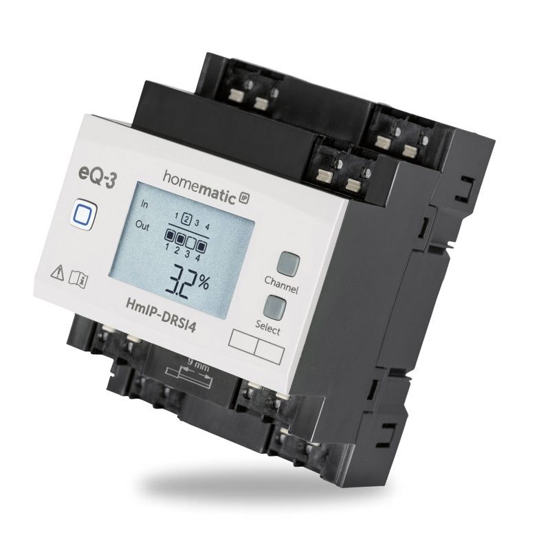 Spínací akční člen s LCD - až 64 A, na DIN lištu, 4 kanály - HmIP-DRSI4