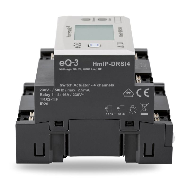 Spínací akční člen s LCD - až 64 A, na DIN lištu, 4 kanály - HmIP-DRSI4