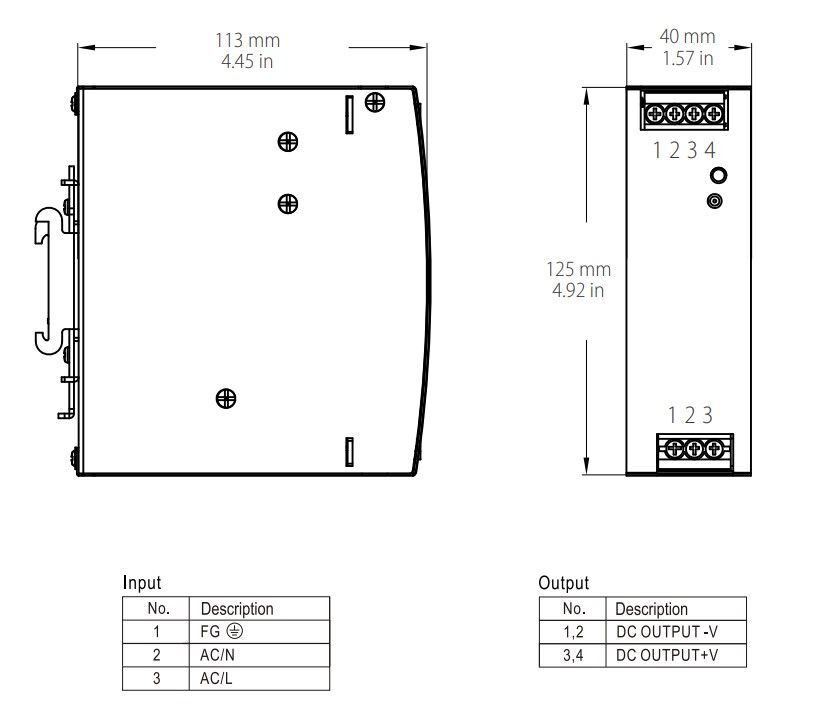 YSDN-120-48 Zdroj DC 48V/120W 2.5A, DIN