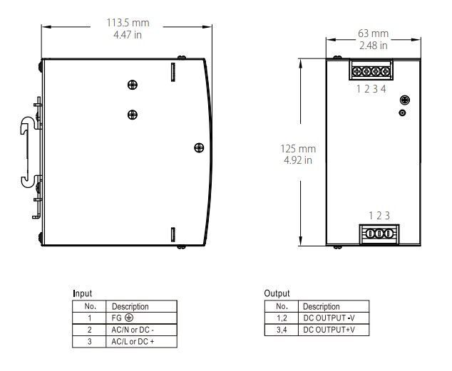 YSDN-240-48 Zdroj DC 48V/240W 5A, DIN