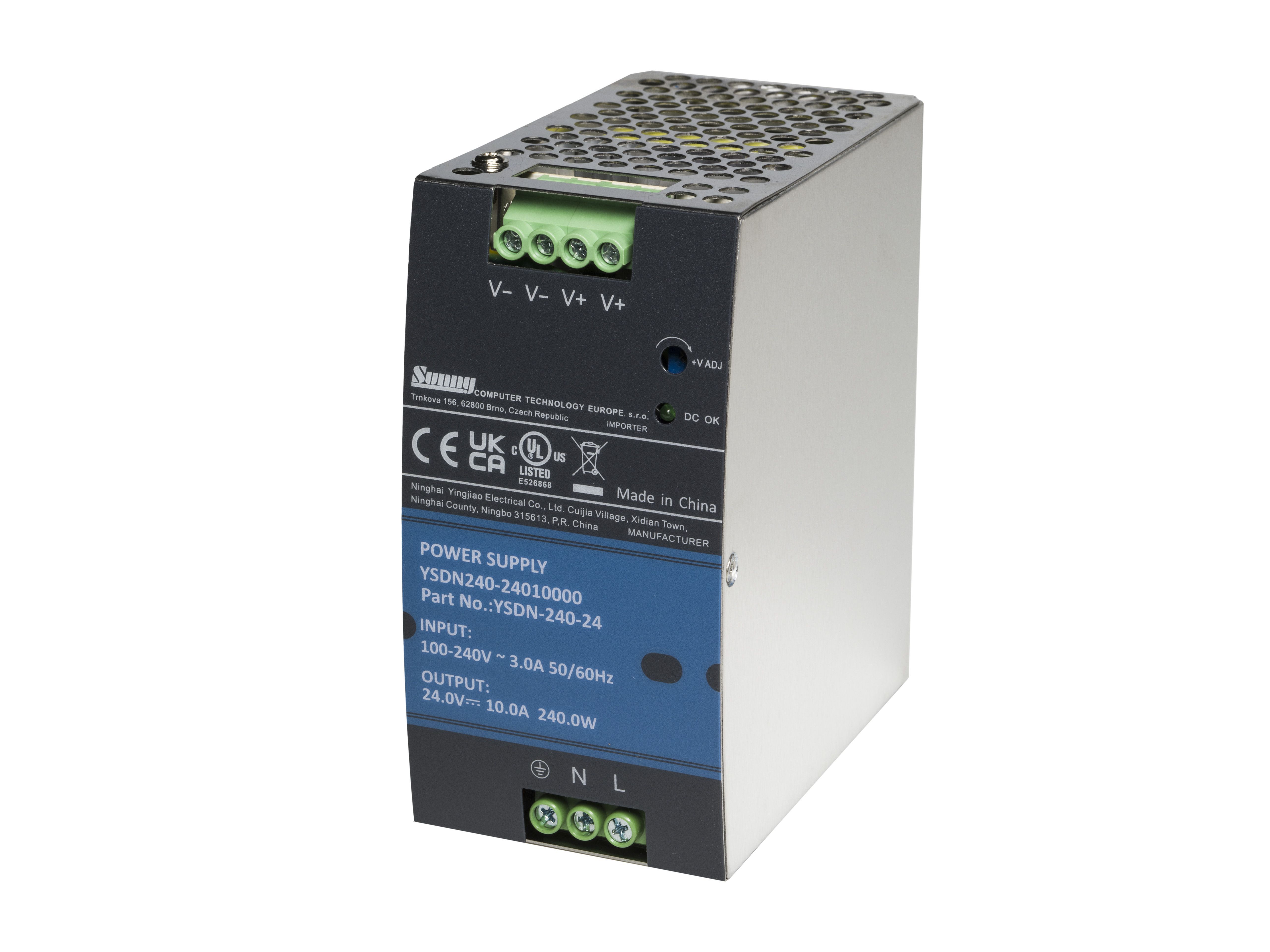 YSDN-240-24 Zdroj DC 24V/240W 10A, DIN