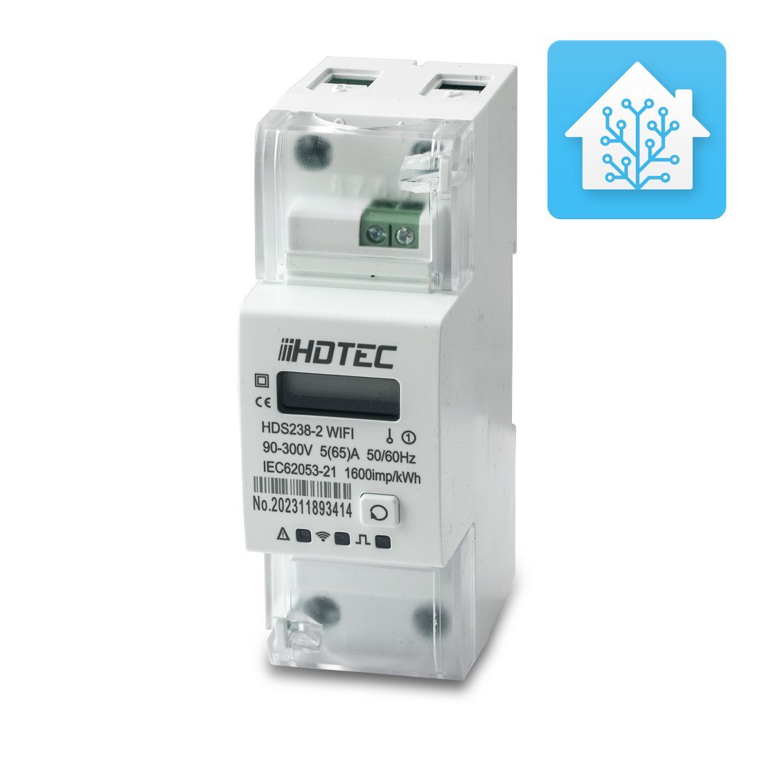 HDS238-2HA Home Assistant, SENZORA WiFi jednofázový elektroměr el. meter, 65A, LCD display