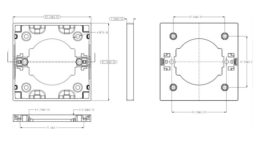 N-MC-AFM-R Podložka pro zapuštěnou montáž tlačítek NC-MC, červená