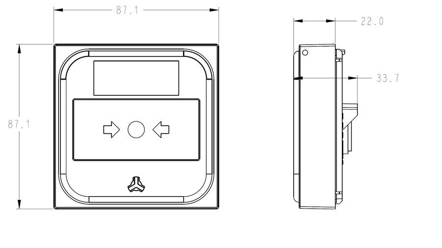 NC-MC-0-R Tlačítkový konvenční požární hlásič s přepínacím kontaktem, plastový element, bez LED indi