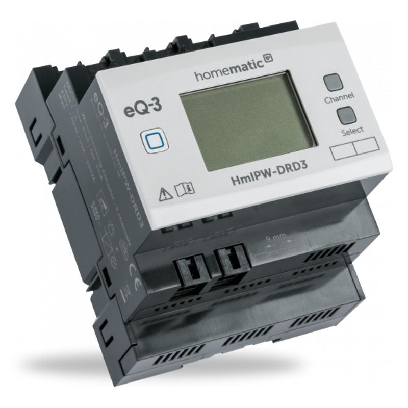 Drátový stmívací akční člen s LCD - na DIN lištu, 3 kanály HmIPW-DRD3