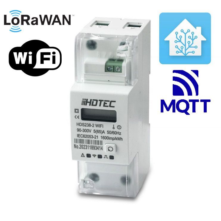 HDS238-2LR LoRaWAN MQTT WiFI, SENZORA WiFi jednofázový elektroměr, 65A, LCD display
