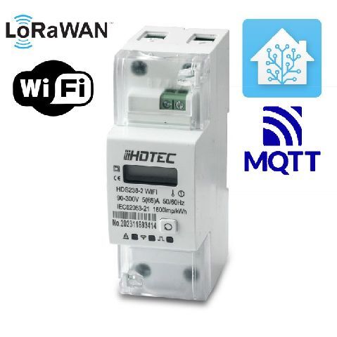 HDS238-2HA LoRaWAN MQTT WiFI, SENZORA WiFi 1F el. meter, 65A, LCD display