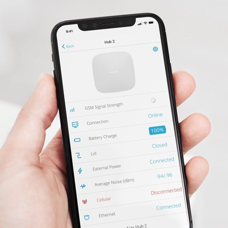 Ajax Hub 2 4G (8EU/ECG) ASP white 12V (38241_12V)