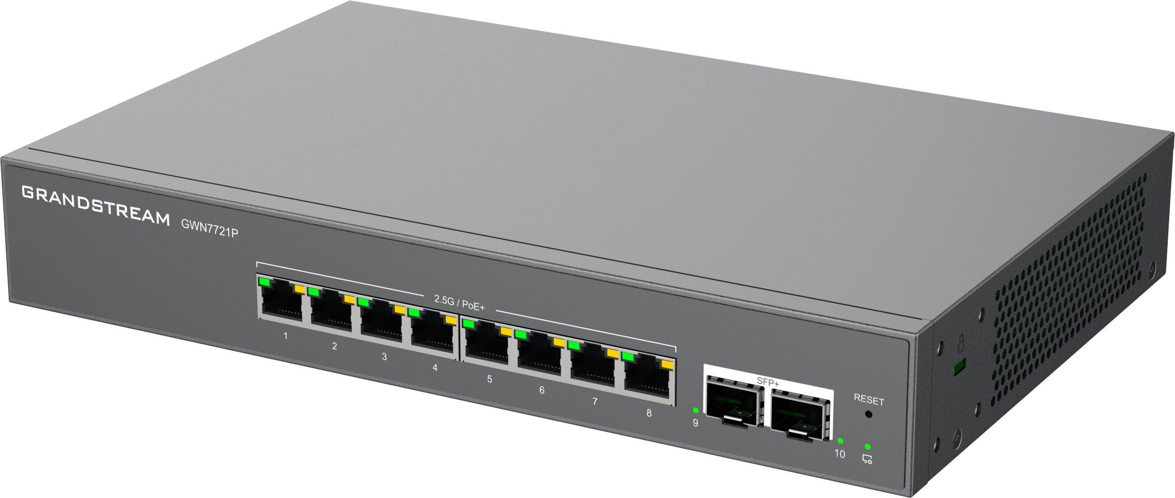 Grandstream GWN7721P L2 Lite managed switch, 8x 2.5GbE RJ45, 2x 10G SFP+, PoE/PoE+