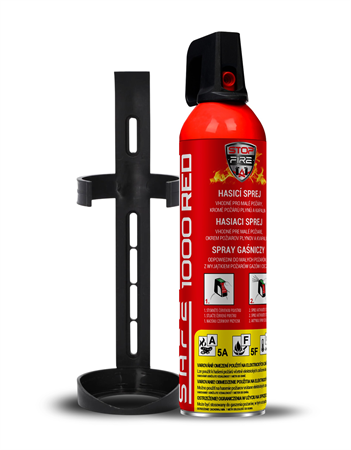 SET Fire extinguishing spray SAFE 1000 ml + holder SAFE 100C