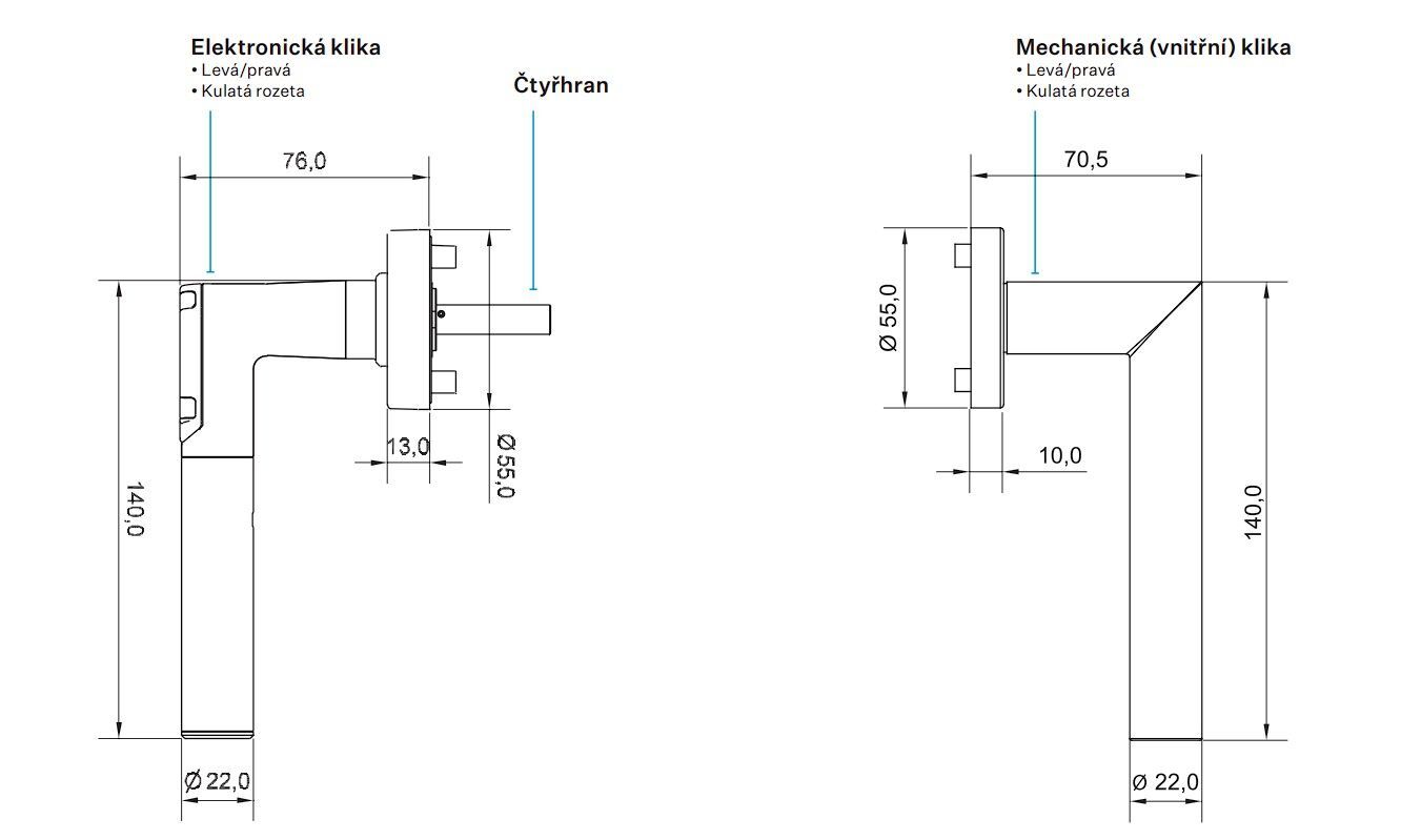 2N Fortis Handle - Mechanická klika, tvar L, levá