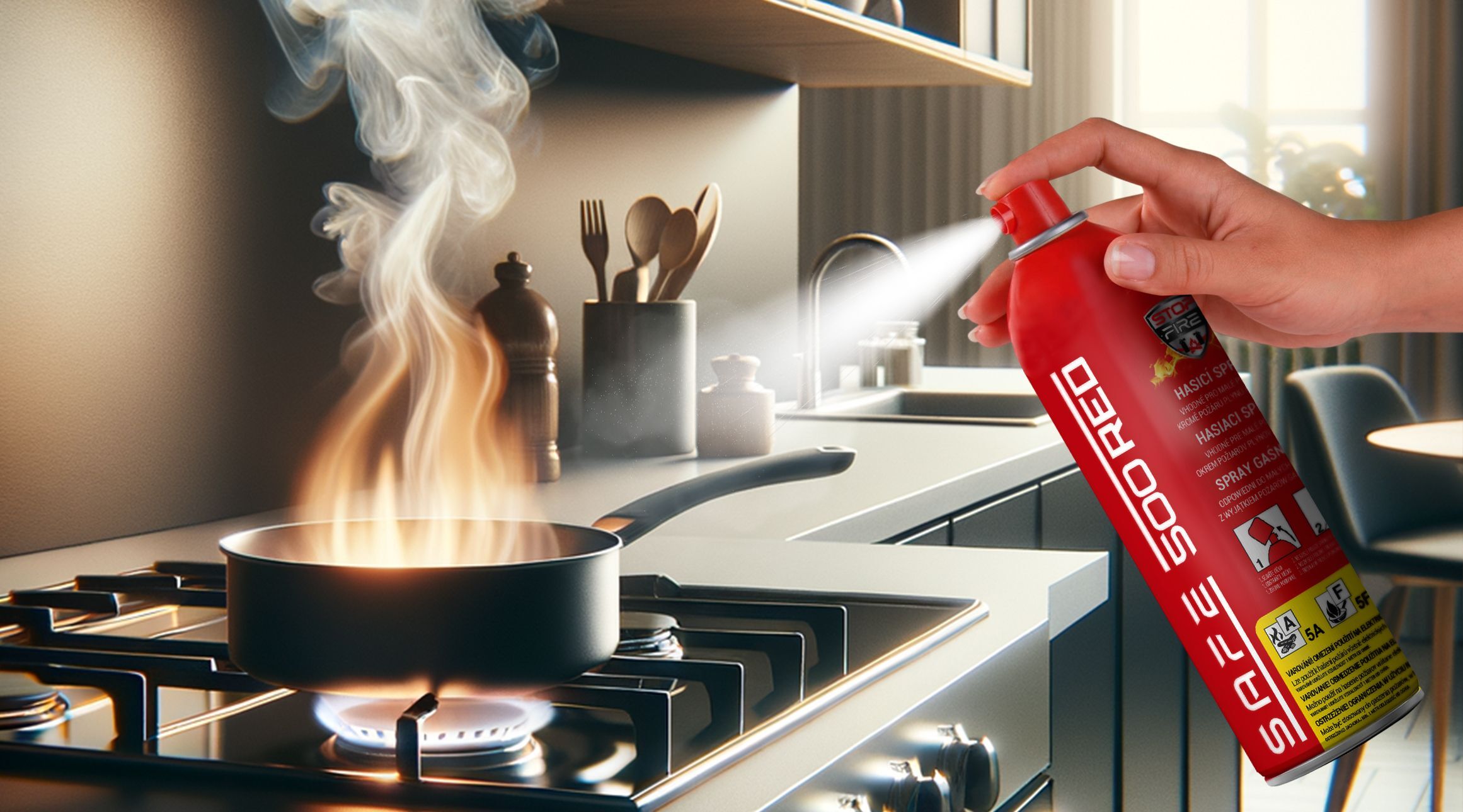 SET Fire extinguishing spray SAFE 500RED + holder SAFE 50F