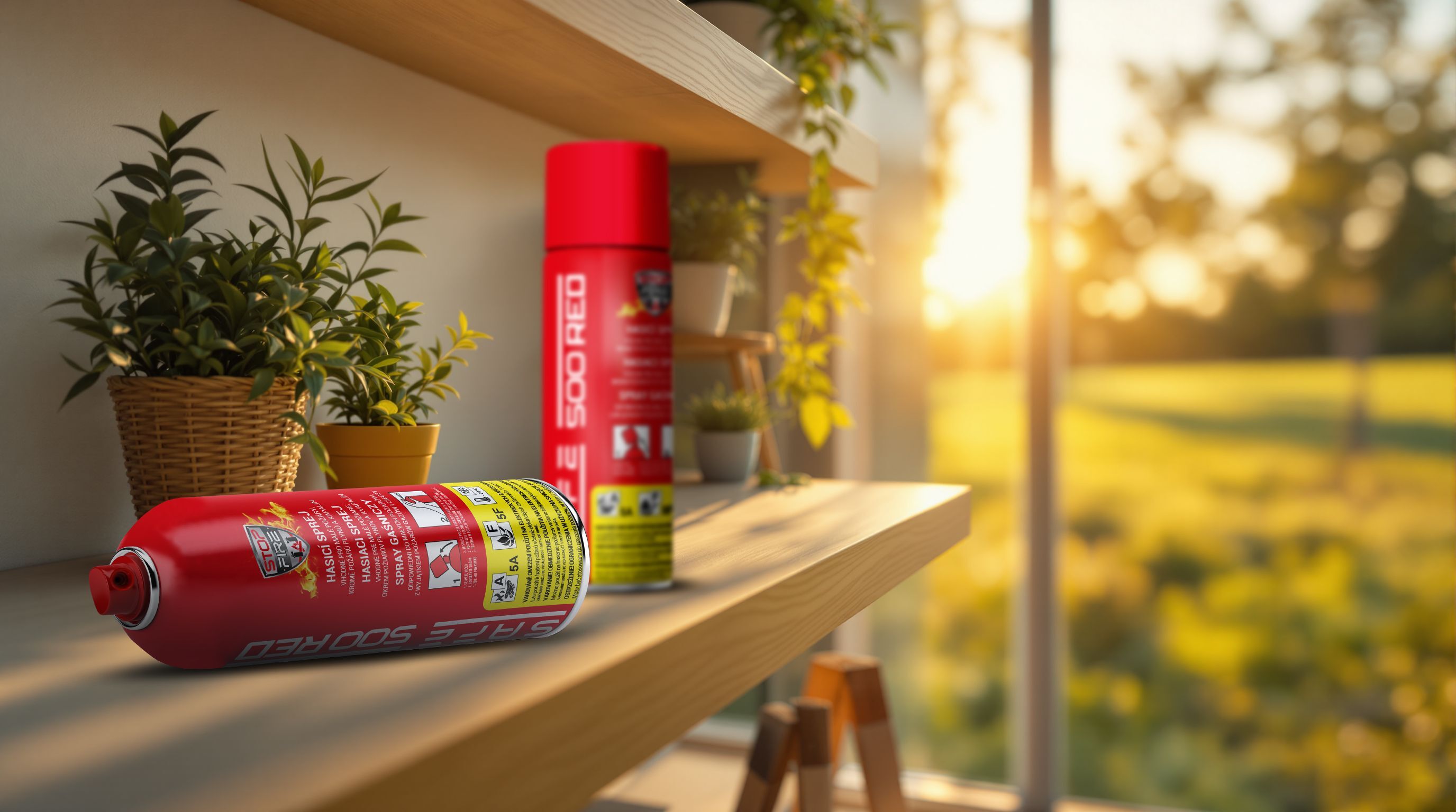 SET Fire extinguishing spray SAFE 500RED + holder SAFE 50F
