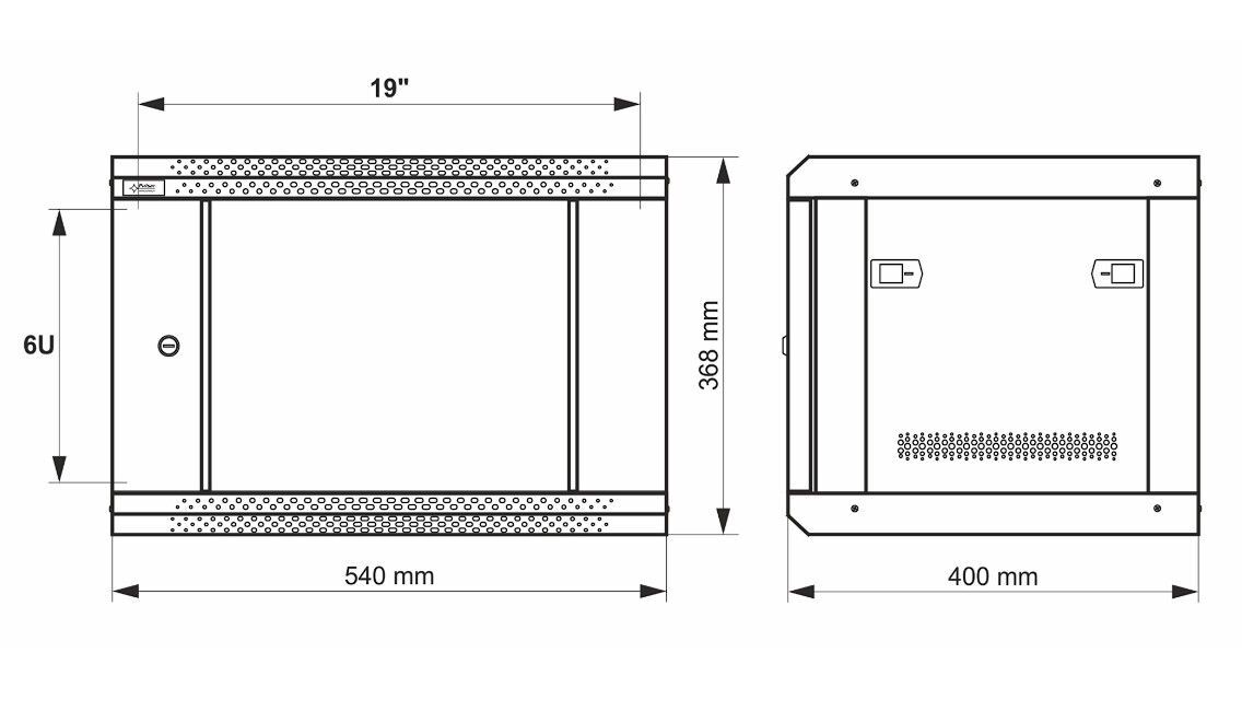RWA654-B skříň 6U / 19” RACK, nástěnná, černá, 540x400