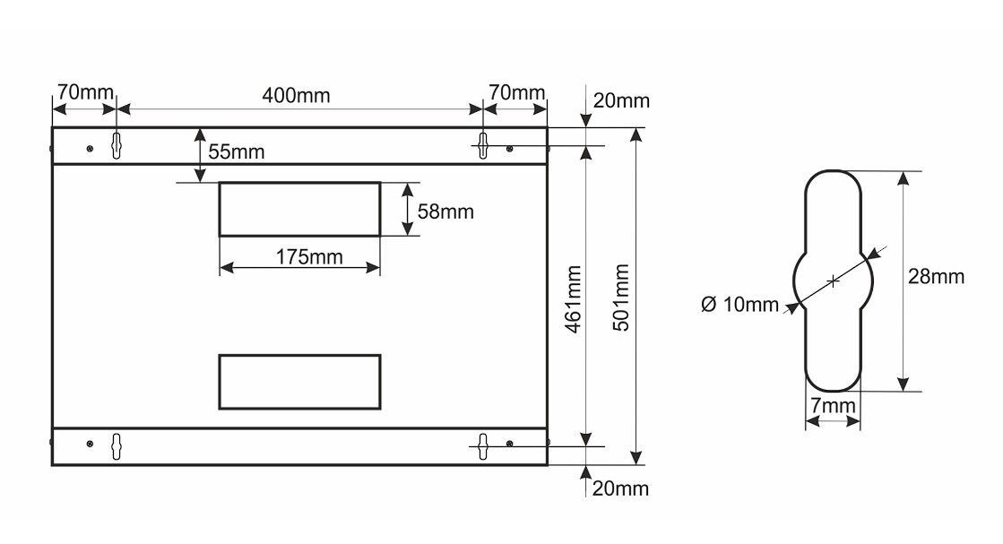 RWA954-B skříň 9U / 19” RACK, nástěnná, černá, 540x400