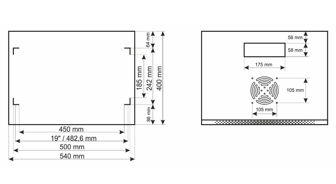 RWA954-B skříň 9U / 19” RACK, nástěnná, černá, 540x400
