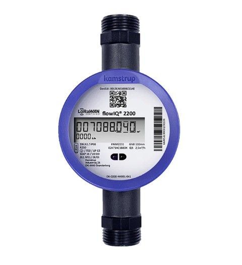 Q3 2.5 m³/h, G1B (R¾) x 190 mm (DN20), PN16, R100 LORAWAN