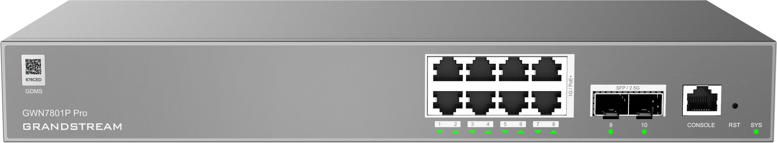 Grandstream GWN7801P Pro L2++ Managed switch, 8x Gbs, PoE, 2x2.5G SFP