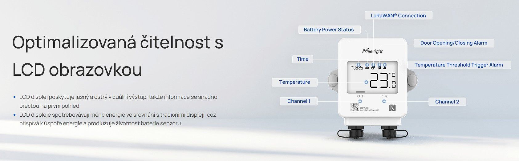 TS301-868M Senzor teploty, LCD, LoraWan